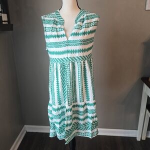 Cupshe Green and White Geometric Midi Dress